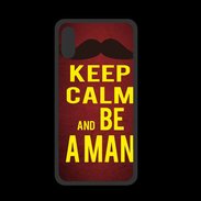 Coque  Iphone XS PREMIUM Keep Calm Be a Man Rouge