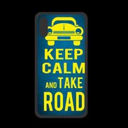 Coque  Iphone XS PREMIUM Keep Calm and Take o road 2 Bleu