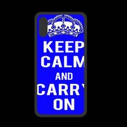 Coque  Iphone XS PREMIUM Keep Calm and Carry on Bleu