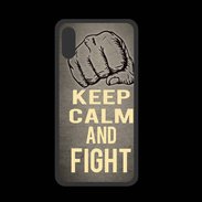 Coque  Iphone XS PREMIUM Keep Calm and Fight Gris