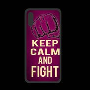 Coque  Iphone XS PREMIUM Keep Calm and Fight Rose