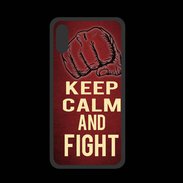 Coque  Iphone XS PREMIUM Keep Calm and Fight Rouge