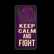 Coque  Iphone XS PREMIUM Keep Calm and Fight Violet