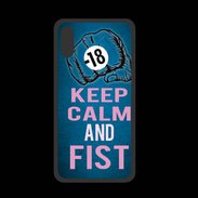 Coque  Iphone XS PREMIUM Keep Calm and Fist BLeu