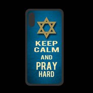 Coque  Iphone XS PREMIUM Keep Calm and Pray jewish BLeu