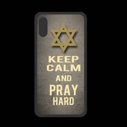 Coque  Iphone XS PREMIUM Keep Calm and Pray jewish Gris