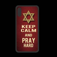 Coque  Iphone XS PREMIUM Keep Calm and Pray jewish Rouge