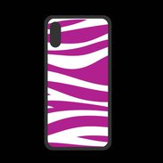 Coque  Iphone XS PREMIUM zèbre rose & blanc