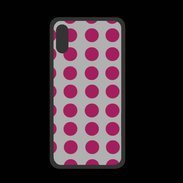 Coque  Iphone XS PREMIUM pois gris & framboise