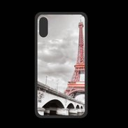 Coque  Iphone X PREMIUM Tour Eiffel rouge sur fond en noir et blanc