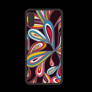 Coque  Iphone X PREMIUM Flower power sur fond noir