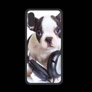 Coque  Iphone X PREMIUM Bulldog français avec casque de musique