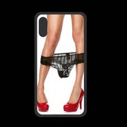 Coque  Iphone X PREMIUM Escarpins rouges vernis lingerie dentelle noire sexy