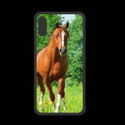 Coque  Iphone X PREMIUM Cheval arabe robe marron et blanche