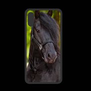 Coque  Iphone X PREMIUM Portrait de cheval noir 10