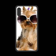 Coque  Iphone X PREMIUM Chien Yorkie avec lunette de soleil