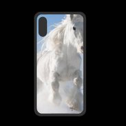 Coque  Iphone X PREMIUM Cheval blanc dans la neige 2