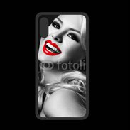 Coque  Iphone X PREMIUM Rouge à lèvres Fashion en noir et blanc