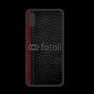 Coque  Iphone X PREMIUM Effet cuir noir et rouge