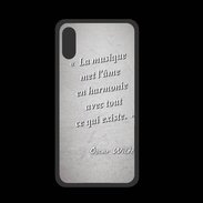 Coque  Iphone X PREMIUM La musique Gris Citation Oscar Wilde