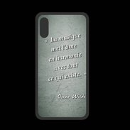 Coque  Iphone X PREMIUM La musique Vert Citation Oscar Wilde