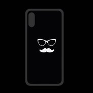 Coque  Iphone X PREMIUM moustache noir & blanc