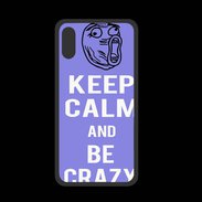 Coque  Iphone X PREMIUM Keep calm Be Crazy Bleu