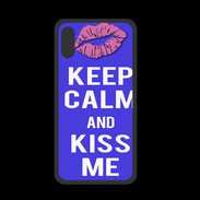 Coque  Iphone X PREMIUM Keep Calm Kiss me Bleu