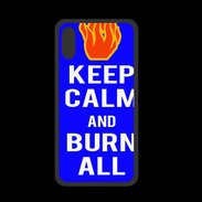 Coque  Iphone X PREMIUM Keep Calm Burn Bleu