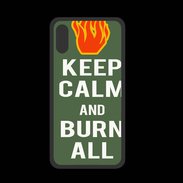 Coque  Iphone X PREMIUM Keep Calm Burn Kaki