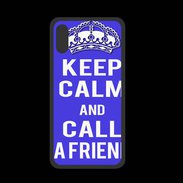Coque  Iphone X PREMIUM Keep Calm Call friend Bleu