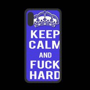 Coque  Iphone X PREMIUM Keep Calm Fuck hard bleu