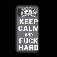 Coque  Iphone X PREMIUM Keep calm Fuck hard Gris