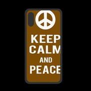 Coque  Iphone X PREMIUM Keep Calm Peace Marron