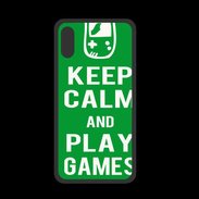 Coque  Iphone X PREMIUM Keep Calm Play games Vert