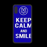 Coque  Iphone X PREMIUM Keep Calm Smile Bleu