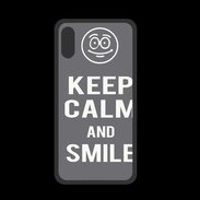 Coque  Iphone X PREMIUM Keep Calm Smile Gris