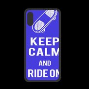 Coque  Iphone X PREMIUM Keep Calm Ride on Bleu