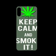 Coque  Iphone X PREMIUM Keep Calm Smoke it Gris