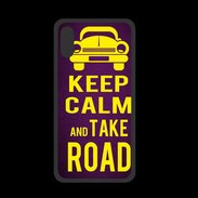 Coque  Iphone X PREMIUM Keep Calm and Take o road 2 Violet