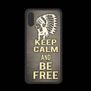 Coque  Iphone X PREMIUM Keep Calm and Be Free Gris