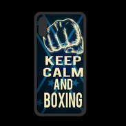 Coque  Iphone X PREMIUM Keep Calm and Boxing Bleu