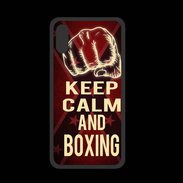 Coque  Iphone X PREMIUM Keep Calm and Boxing Rouge