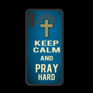 Coque  Iphone X PREMIUM Keep Calm and Pray Christian Bleu