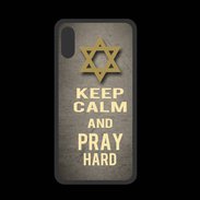 Coque  Iphone X PREMIUM Keep Calm and Pray jewish Gris