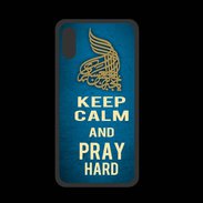 Coque  Iphone X PREMIUM Keep Calm and Pray Muslim Bleu