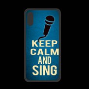 Coque  Iphone X PREMIUM Keep Calm and Sing Bleu