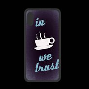 Coque  Iphone X PREMIUM In Coffee We trust Bleu ZG