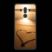Coque  Huawei MATE 10 PRO PREMIUM Coeur sur la plage avec couché de soleil