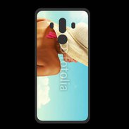 Coque  Huawei MATE 10 PRO PREMIUM Femme à chapeau de plage